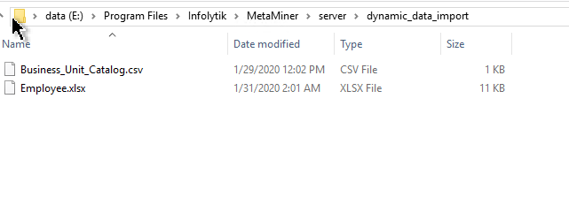 Dynamic Data Import Folder