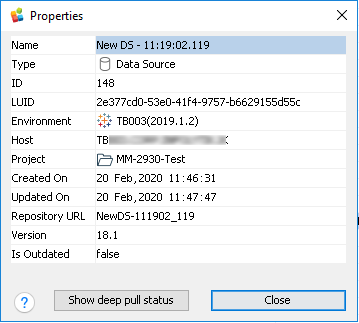 Properties with Show Deep Pull Status