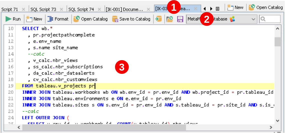 SQL Script Pane